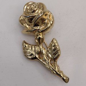 Gold Tone Rose Brooch